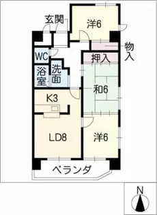 エドワール植田南【3階】の間取り