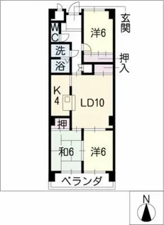エドワール植田南【7階】の間取り