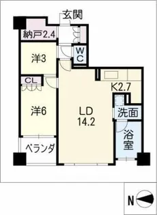 アップルパレス丸の内505号【5階】の間取り