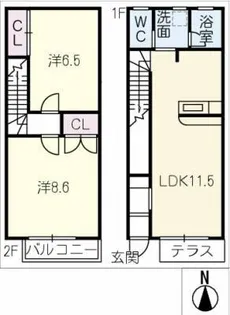 愛知県名古屋市瑞穂区中根町1丁目【タウンハウス】の間取り