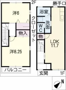 愛知県豊橋市曙町字測点【タウンハウス】の間取り