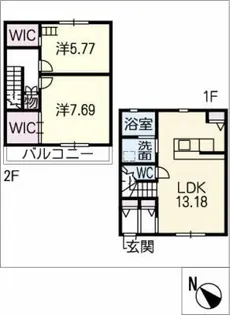 愛知県常滑市樽水町2丁目【タウンハウス】の間取り