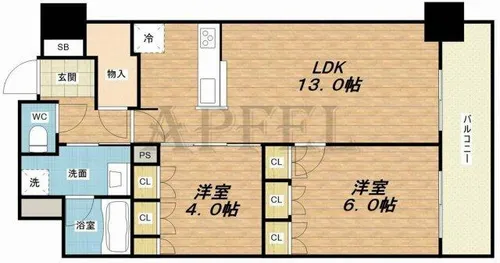 RJR堺筋本町タワー【7階】の間取り