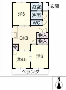 ハイツ稲沢H棟【3階】の間取り