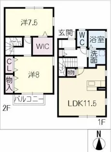 愛知県豊橋市上野町字上野【タウンハウス】の間取り