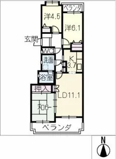 上社パークマンションD棟302【3階】の間取り