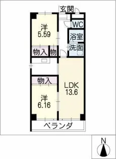 COM’S二ツ坂【4C号室】の間取り