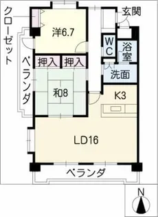 ハイヒルズクマノ【1階】の間取り
