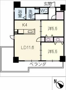 グランテラス藤が丘【4階】の間取り