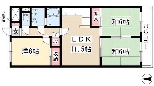 アーク稲元【203号室】の間取り