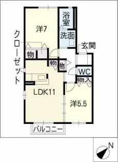 サンボヌール【1階】の間取り