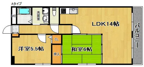 グレイスコートたちばな【4階】の間取り