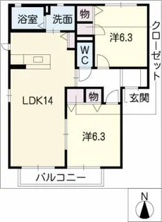 サンシャイン八丁D棟【1階】の間取り