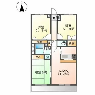 サニーヒル神ノ倉Ⅱ【2階】の間取り