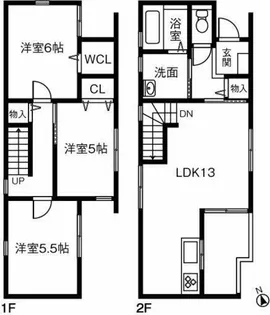 愛知県名古屋市天白区塩釜口1丁目【テラスハウス】の間取り
