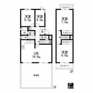 サニーヒル表山3号棟【106号室】の間取り
