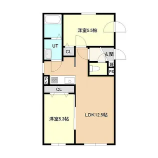 カムイサカエマチ【401号室】の間取り