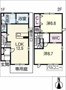 愛知県名古屋市名東区よもぎ台3丁目【タウンハウス】の間取り