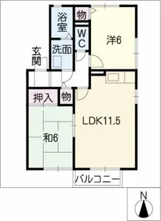 セジュール若松Ⅱ【2階】の間取り