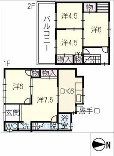愛知県名古屋市北区辻町9丁目【一戸建】の間取り