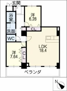2LDKの間取り画像