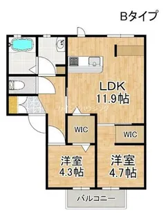 大阪府泉南郡熊取町小垣内1丁目【アパート】の間取り