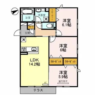 ファミールD希【1階】の間取り