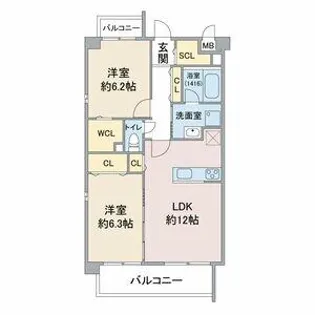 ブルーポアール【2階】の間取り
