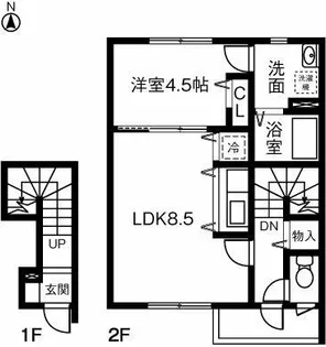 愛知県名古屋市緑区漆山【テラスハウス】の間取り