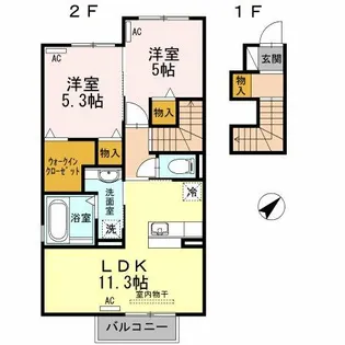 vent vert(ヴァンヴェール) A【202号室】の間取り