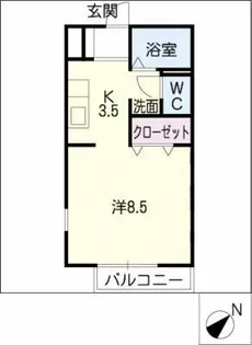 ヴィラ長久手2【1階】の間取り