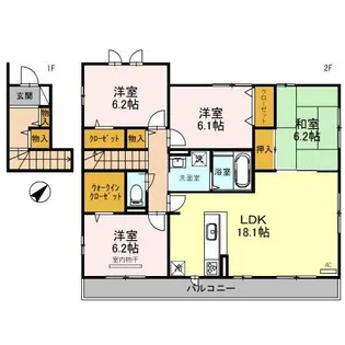 くみの木ヒルズⅡ【2階】の間取り