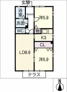 ボナール篠原B棟【1階】の間取り