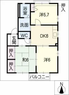 ボナール篠原A棟【2階】の間取り