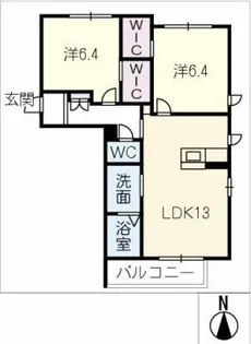 2LDKの間取り画像