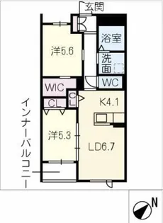 ティーメゾン グリシーヌ N棟【2階】の間取り