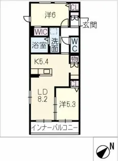 ティーメゾン グリシーヌ N棟【2階】の間取り
