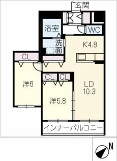 ティーメゾン グリシーヌ N棟【2階】の間取り