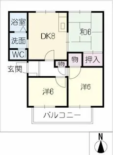 ピア中味鋺【2階】の間取り