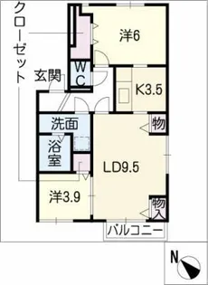 アメニティー住吉 C棟【2階】の間取り