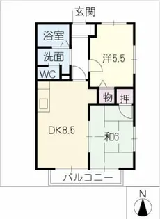 ハートホーム八ッ橋B棟【1階】の間取り