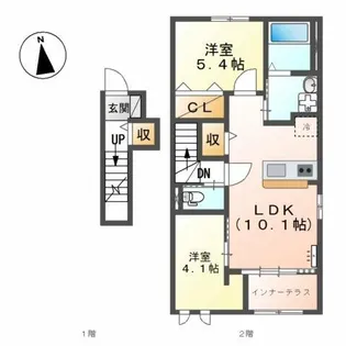 仮)三本木村部アパート B棟【2階】の間取り