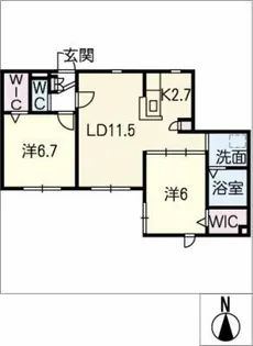 2LDKの間取り画像