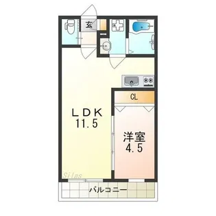 ジーメゾン初芝パックス【3階】の間取り