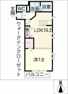 プライムコート稲生【1階】の間取り