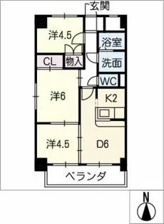 グレイス中坪【5階】の間取り