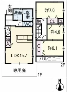 愛知県名古屋市昭和区荒田町1丁目【一戸建】の間取り