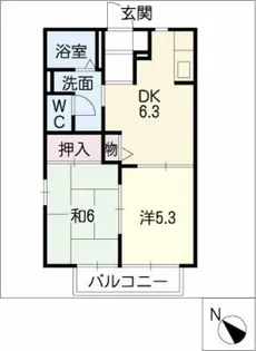 ディアコートB棟【1階】の間取り