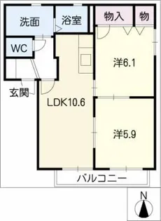 クールアムールB棟【2階】の間取り