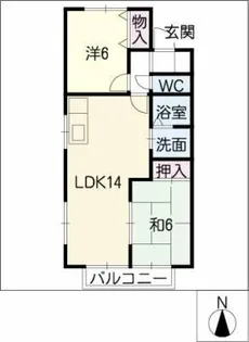 アムール栄B棟【2階】の間取り